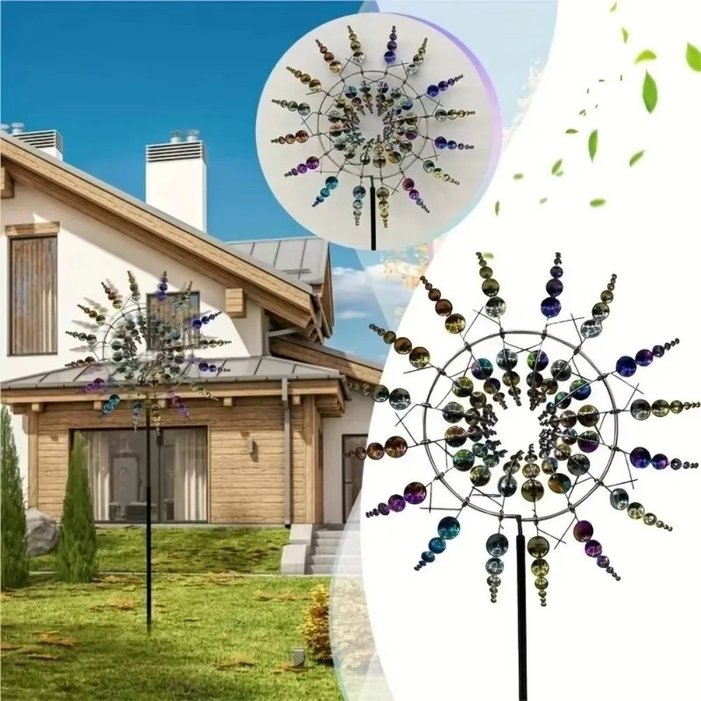 Metal Wind Spinner Windmill Kinetic Sculpture Garden Decor