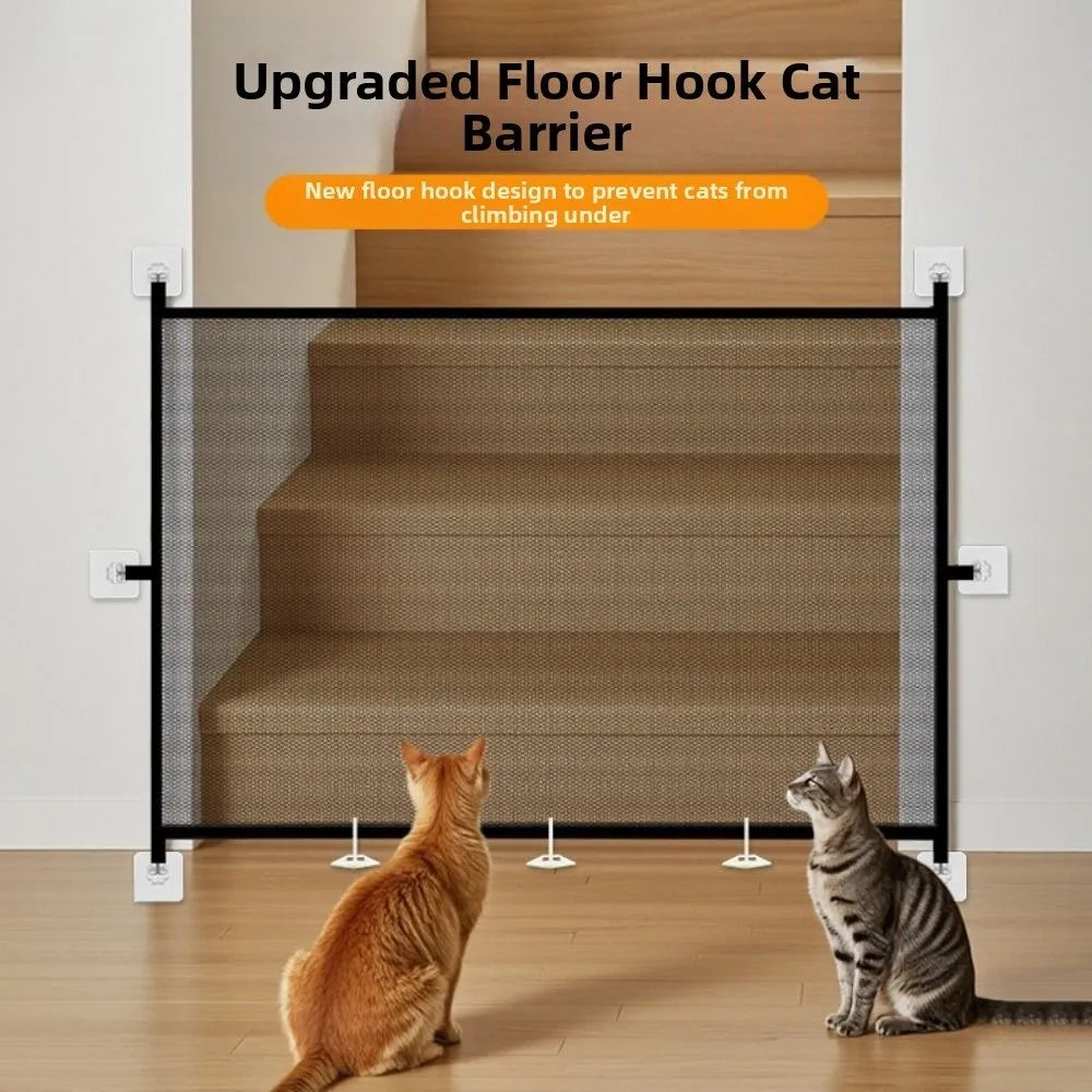 Retractable Folding Mesh Pet Safety Gate with Hooks | Dog Barrier