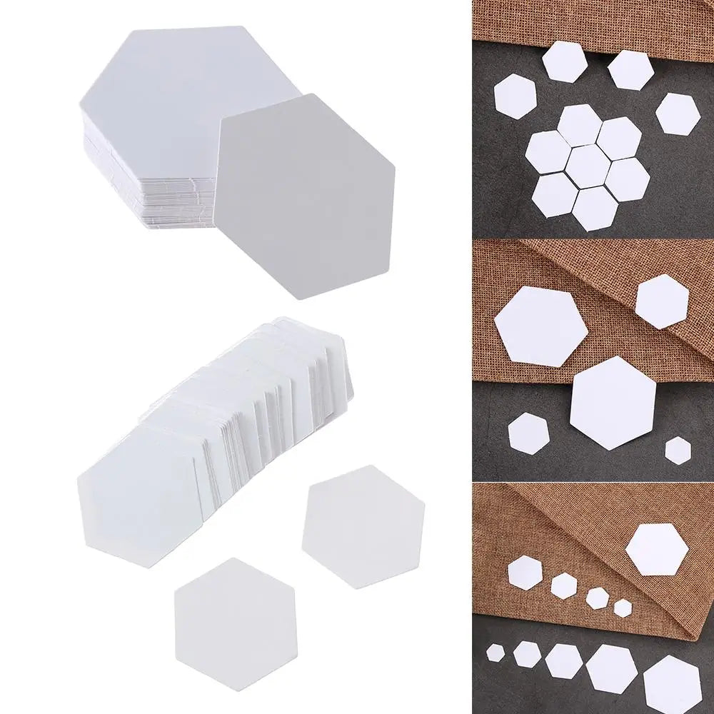 100Pcs Hexagon Paper Quilting Templates – 6 Sizes for Patchwork