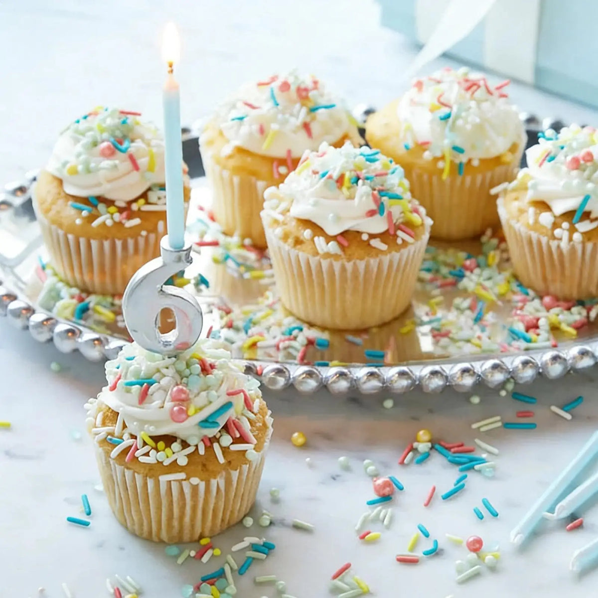 Reusable Number Candle Holders Set | Silver Cake Topper 0–9