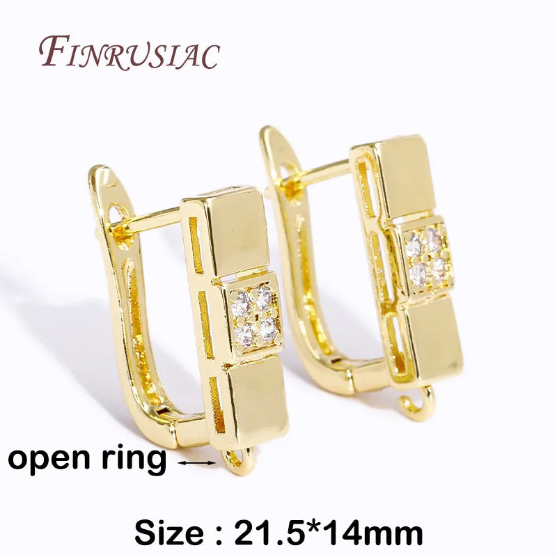 18K Gold Plated Zircon Earring Hook Clasps | DIY Jewelry Findings