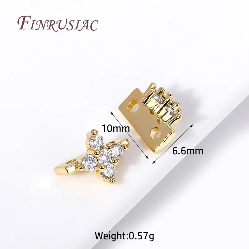 18K Gold Plated Zircon Flower Connector Spacer Beads – DIY Jewelry