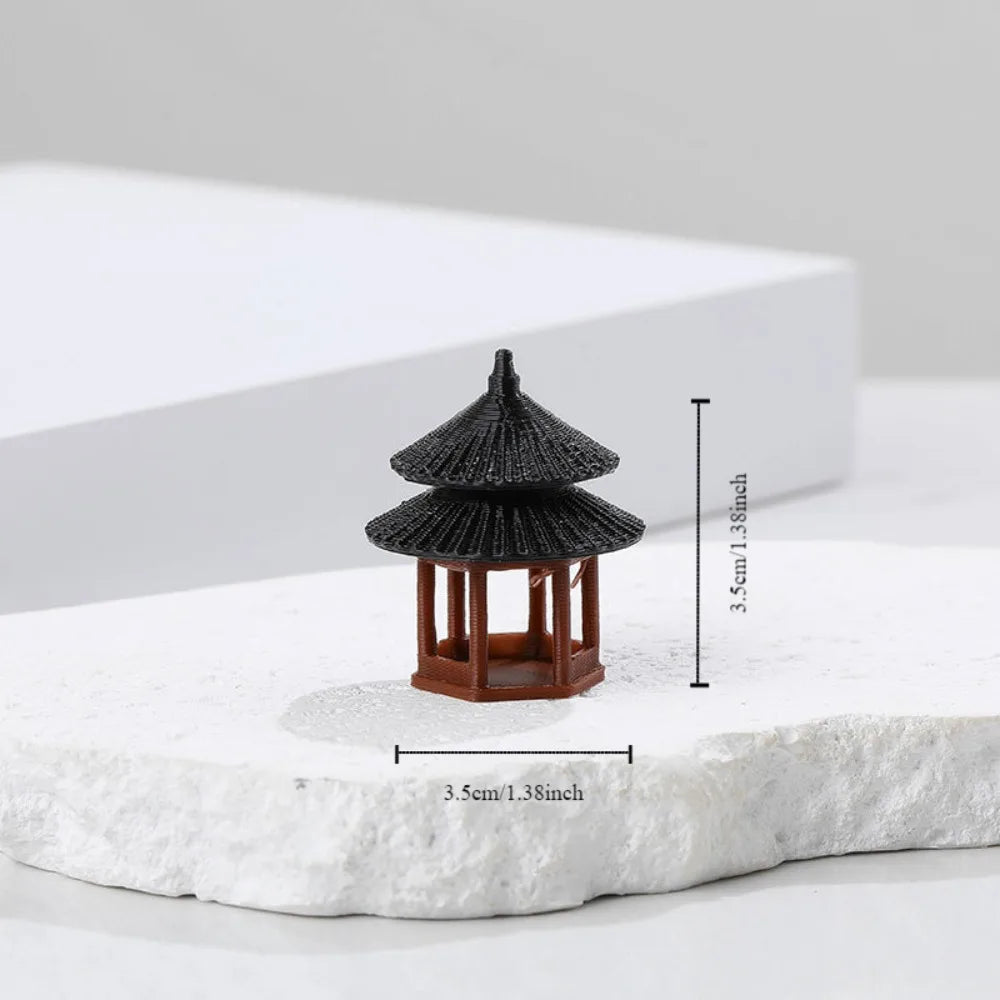 Miniature Hexagonal Pagoda Figurine – Micro Landscape Decor