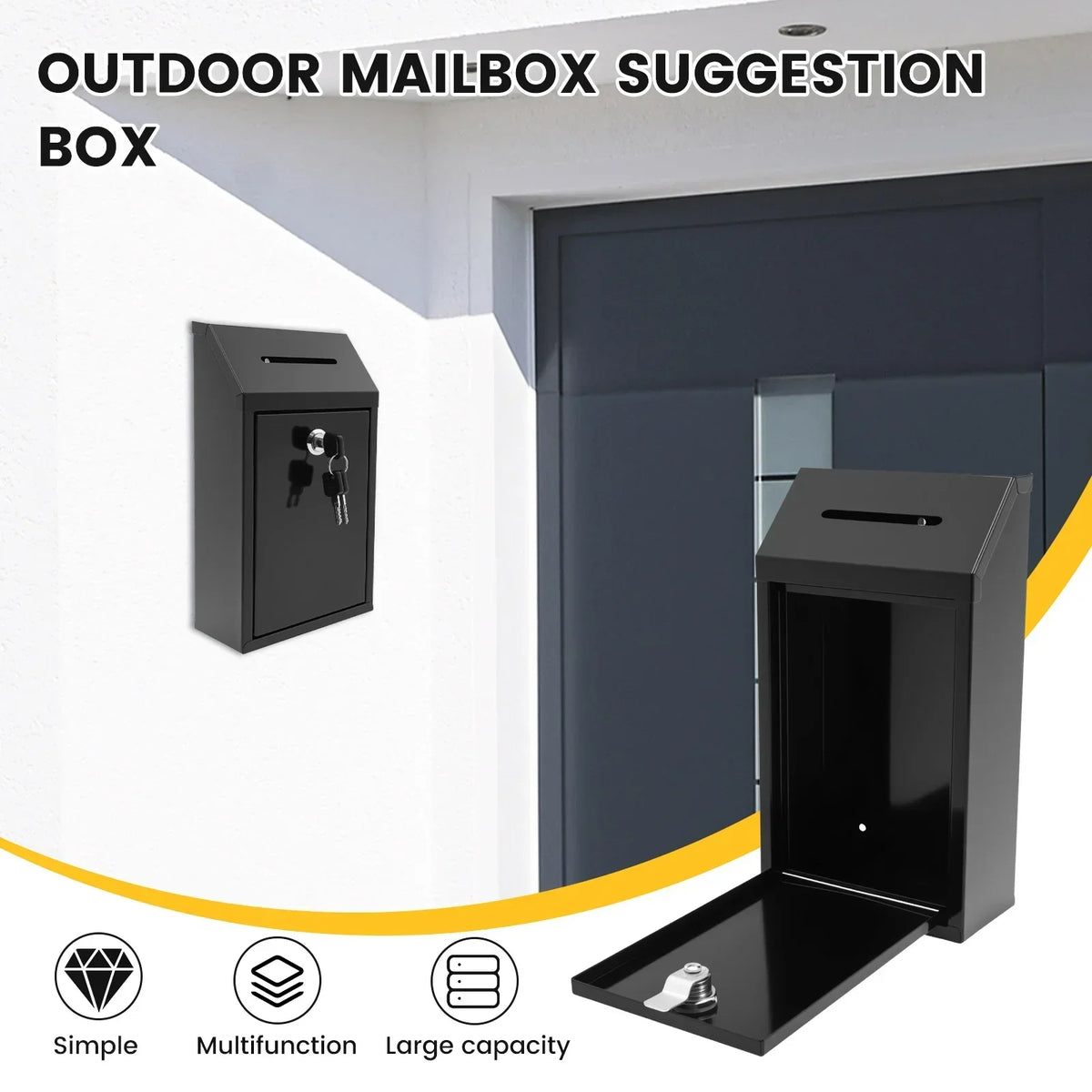 Wall Mounted Metal Lock Box – Secure Cash & Mail Drop Box