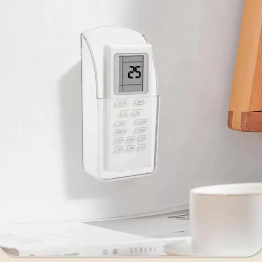 Wall Mount Remote Control Holder Transparent Storage Box