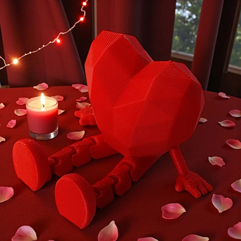 Jointed Miniature Heart Figurine – Valentine's Day Décor Gift