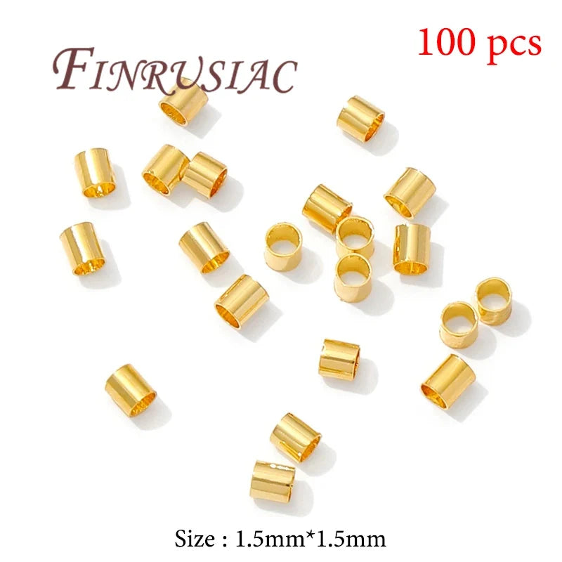 18K Gold Plated Crimp Tube End Beads for Jewelry Making – 100pcs