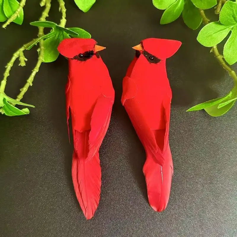 3 Pcs Artificial Red Cardinal Bird Ornaments | Home & Wedding Decor