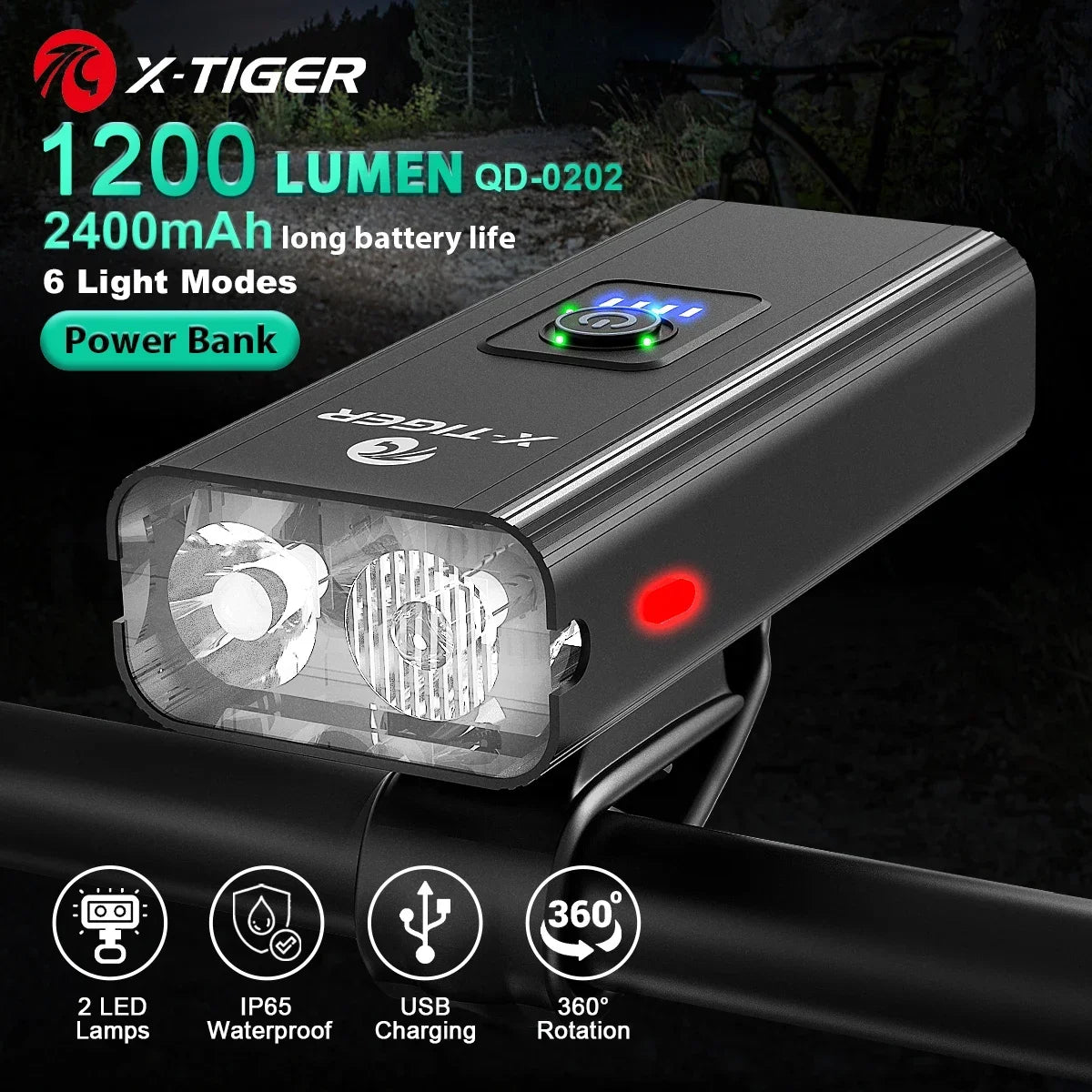 X-TIGER USB Rechargeable Bike Light Set – Front & Tail Light
