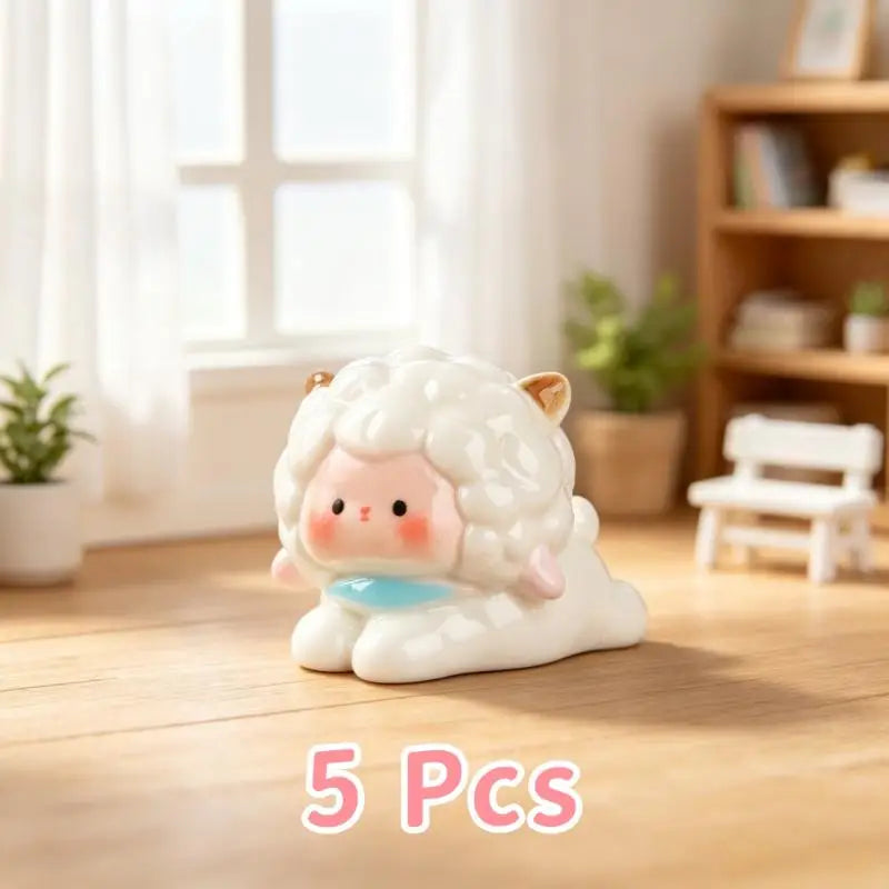 Miniature Sheep Lamb Resin Figurines Fairy Garden Ornaments 5/6Pcs