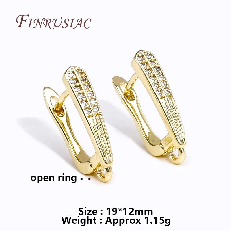 18K Gold Plated Zircon Earring Hooks – DIY Drop Earring Findings
