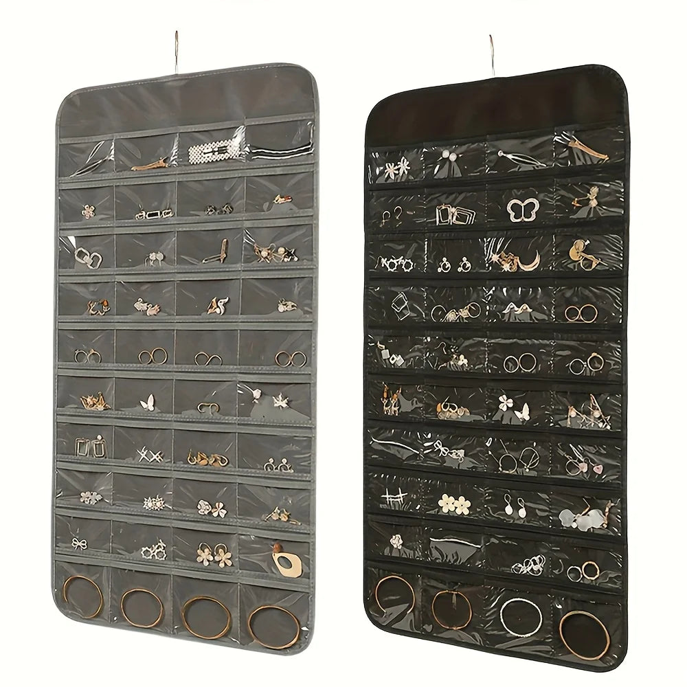 Double-Sided Hanging Jewelry Organizer Bag | Foldable Storage