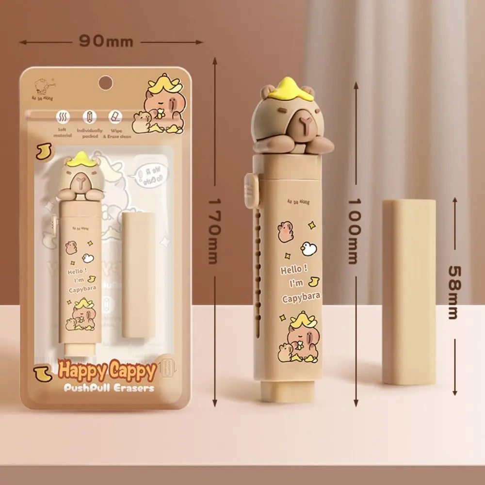 Cute Capybara Push-Pull Eraser with Replaceable Cores