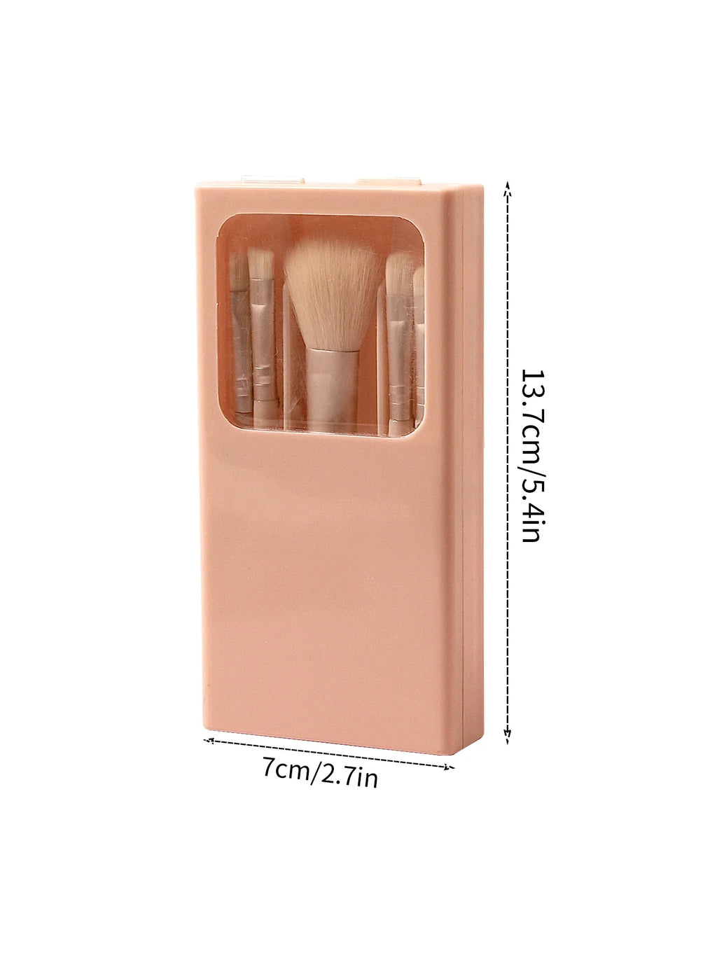 5-Piece Portable Makeup Brush Set with Mirror & Travel Case