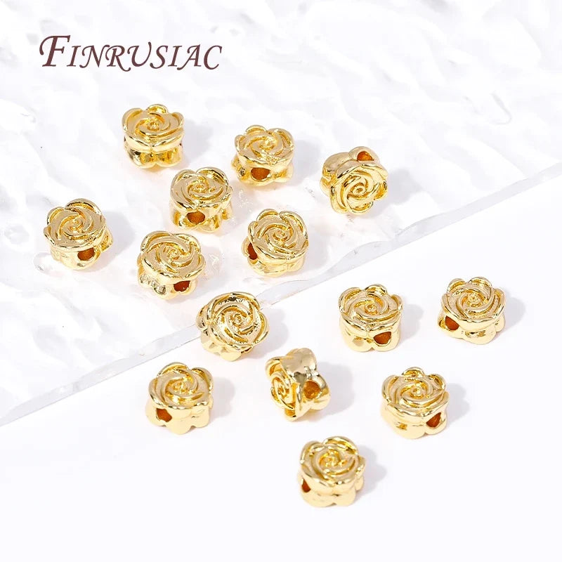18K Gold Plated Brass Flower Spacer Beads – DIY Jewelry Making