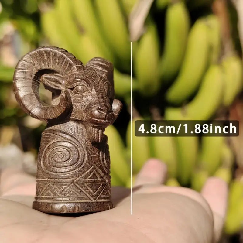 Hand-Carved Wooden Sheep Totem Figurine – Home Décor Gift