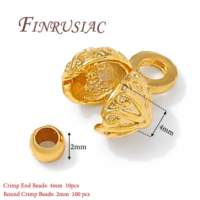 110Pcs 18K Gold Plated Crimp Beads & Covers – DIY Jewelry