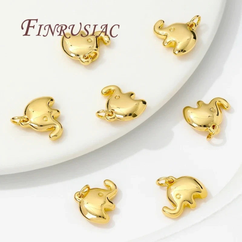 18K Gold Plated Brass Elephant Charm Pendants | DIY Jewelry