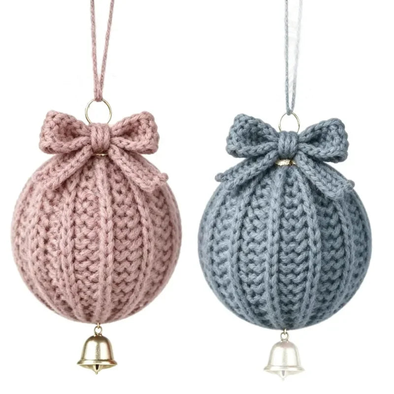 Hand Crochet Christmas Ball Ornaments with Bells – 10 Pcs