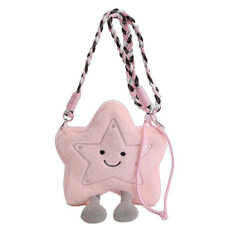 Korean Style Cute Plush Star Fluffy Crossbody Shoulder Bag