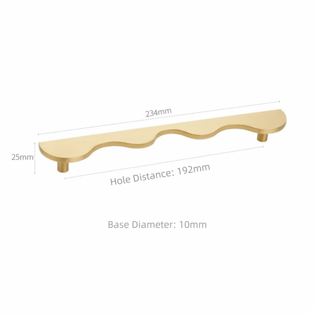 Modern Wave Brass Cabinet Handles & Drawer Pulls – Gold Bronze