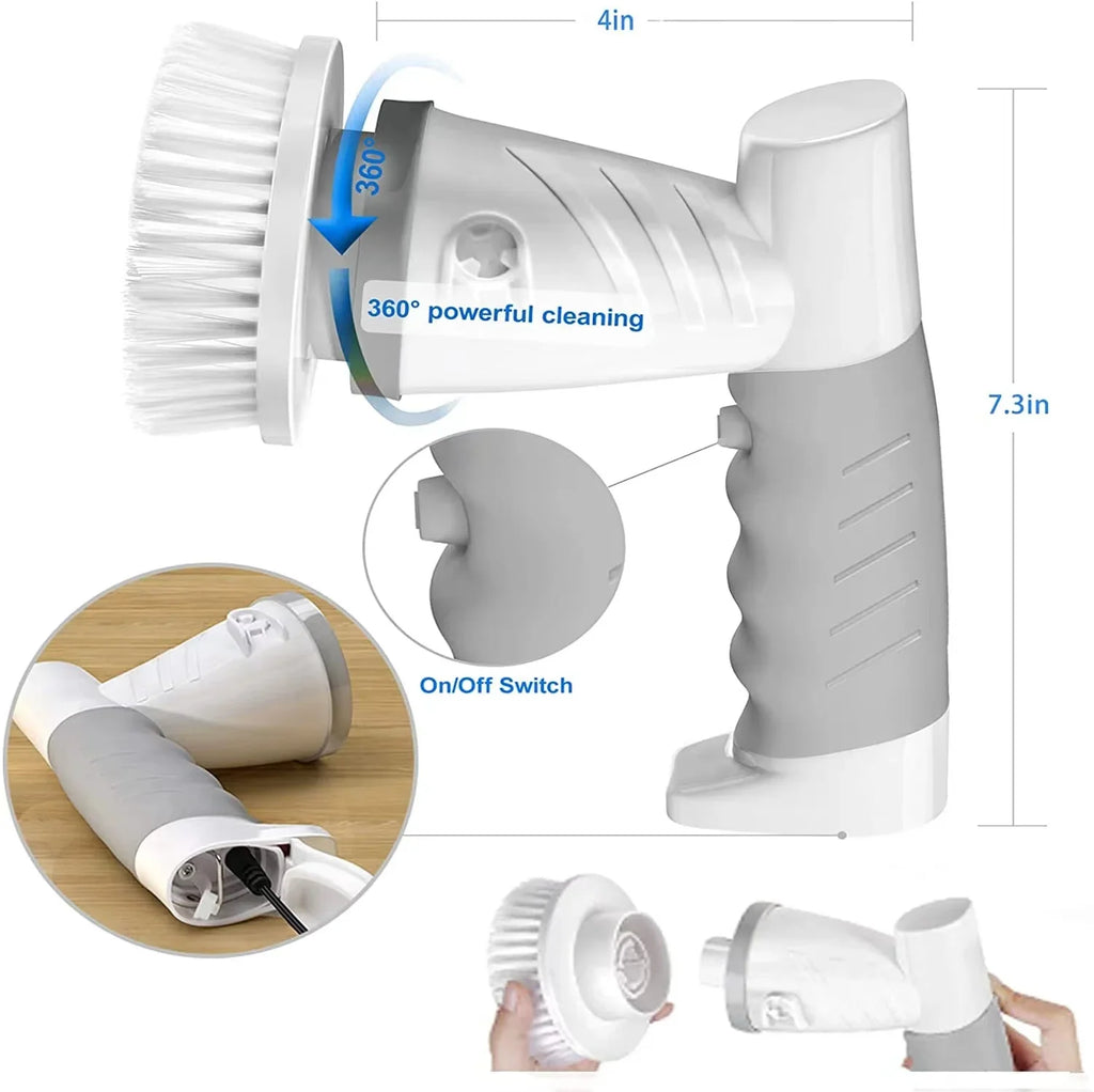 Cordless Electric Spin Scrubber with Extension Handle | IPX7