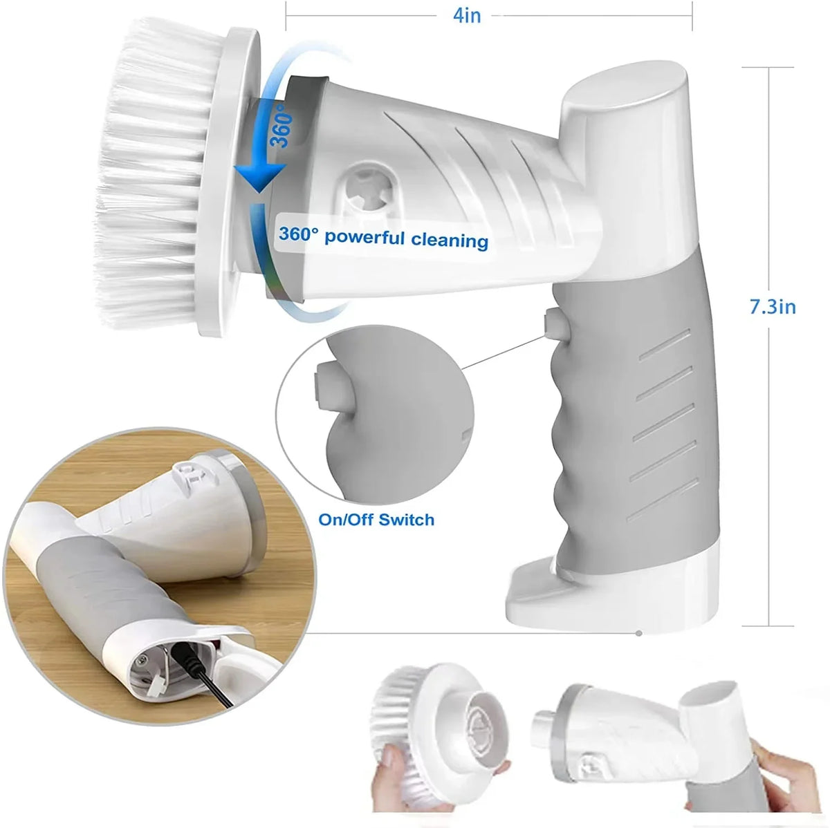Cordless Electric Spin Scrubber with Extension Handle | IPX7