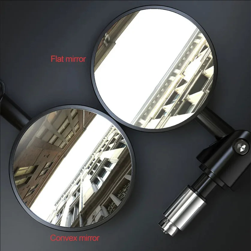 2PCS Wide-Angle Convex Motorcycle Handlebar Rearview Mirrors