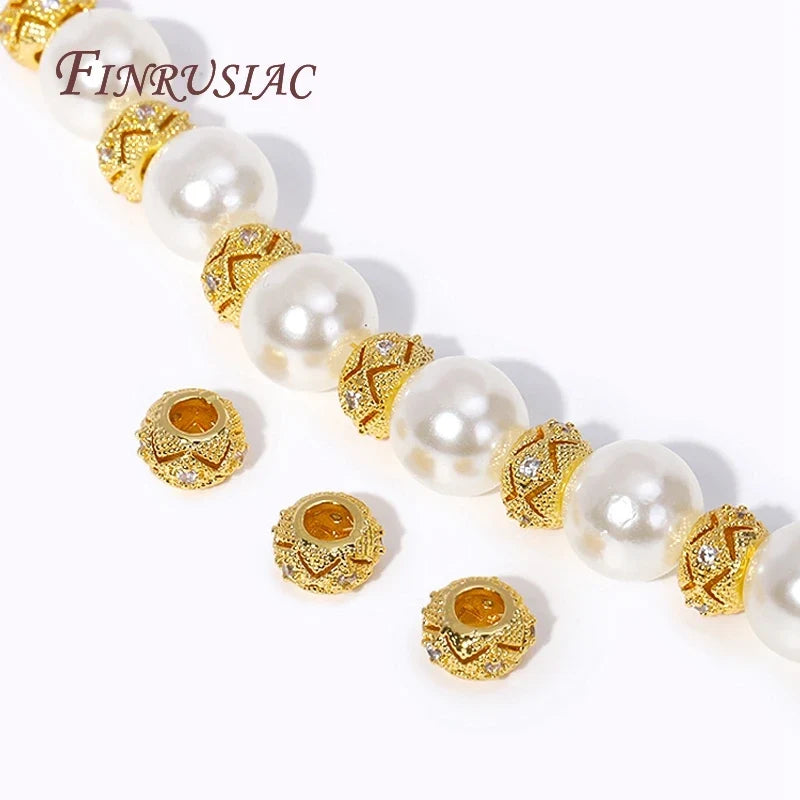 18K Gold Plated Zircon Spacer Beads – DIY Bracelet Jewelry
