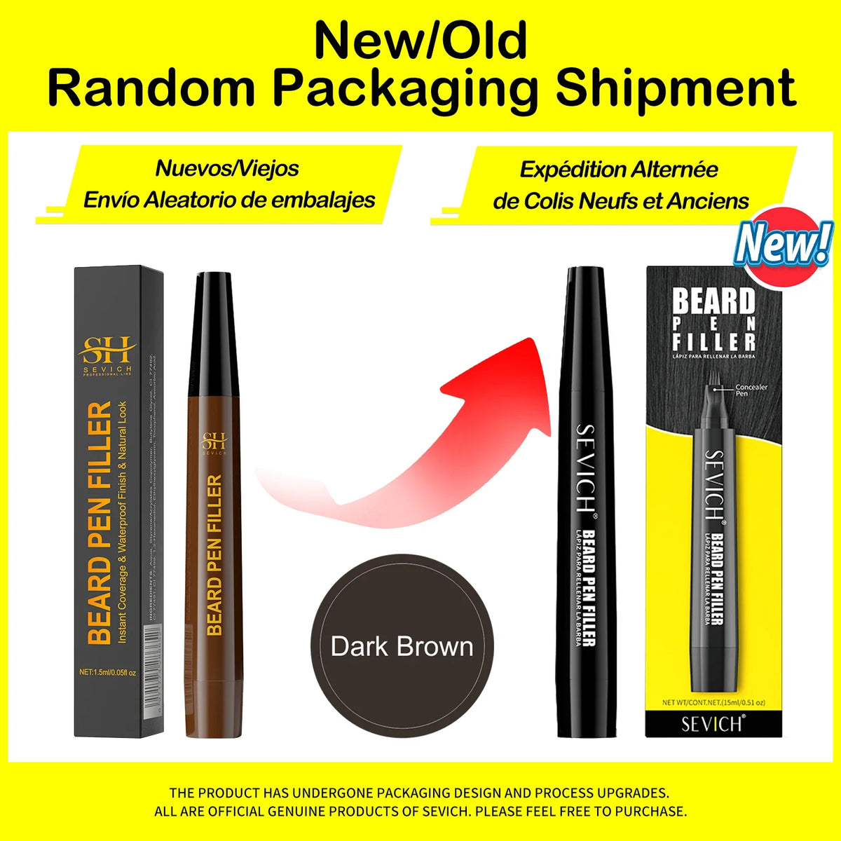 Sevich Beard Filler Pen Kit – 4-Prong Waterproof Pencil & Brush