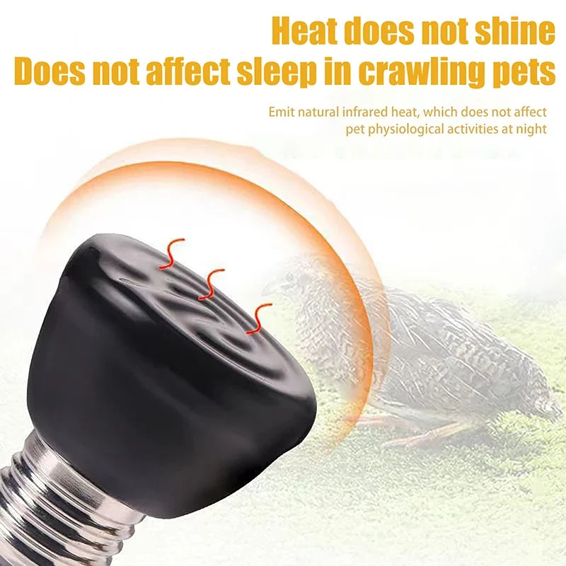 Far Infrared Ceramic Heating Lamp E27 Reptile Pet Warmer 20-80W
