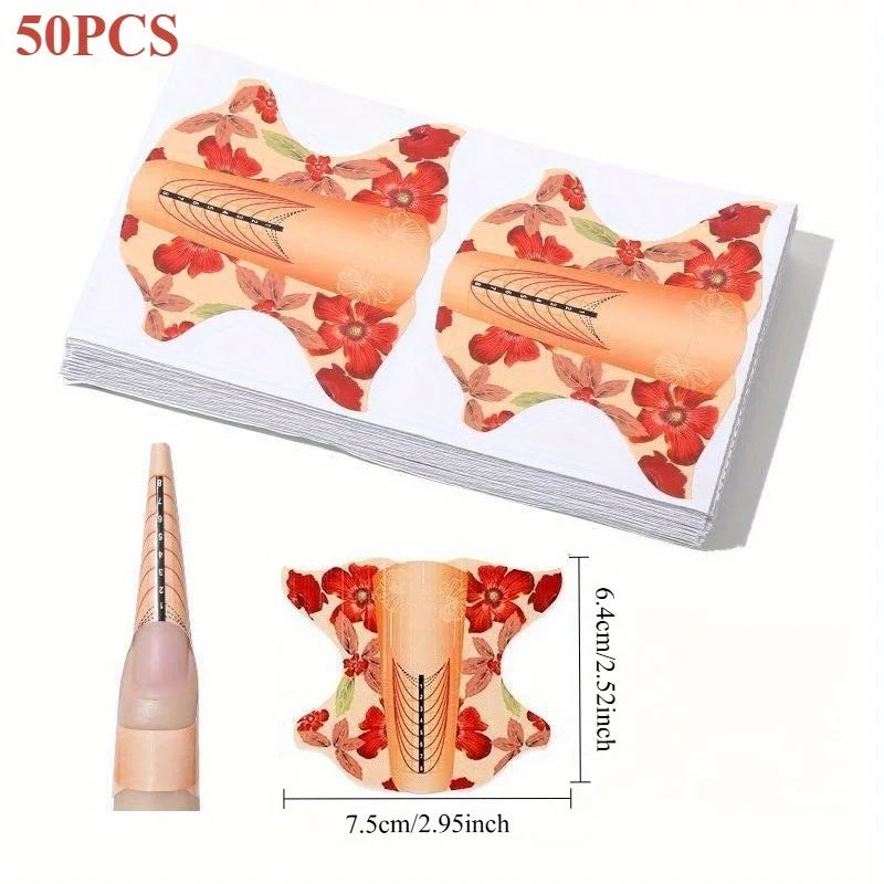 50Pcs Nail Forms French Tips UV Gel Extension Paper Molds