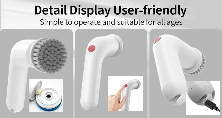 4-in-1 Electric Cleaning Brush | Long Handle Kitchen & Bath