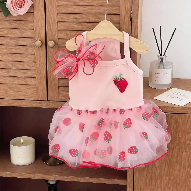 Strawberry Princess Pet Dress for Dogs & Cats – XS to XL