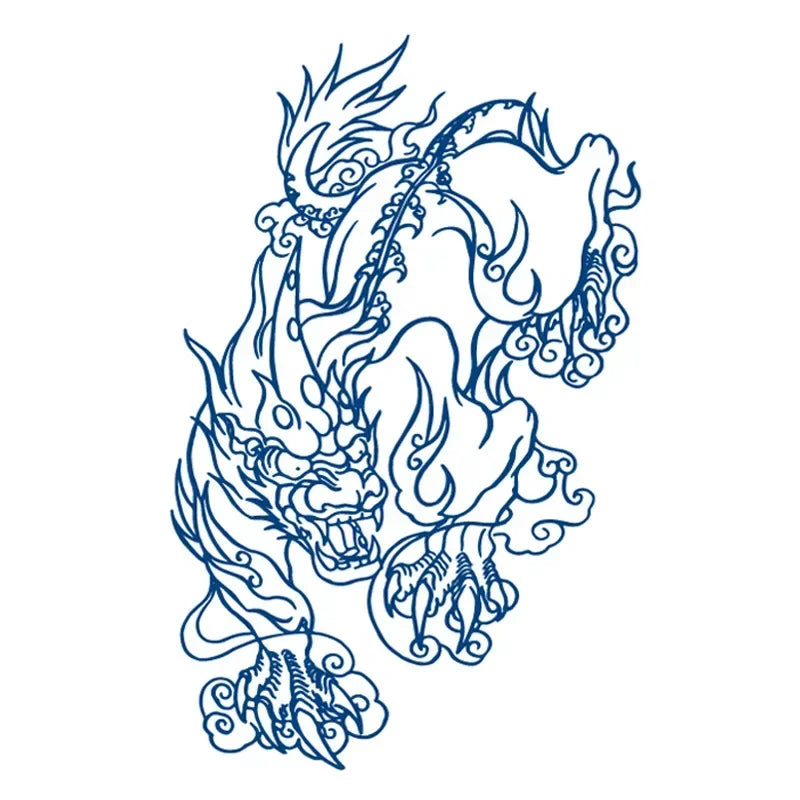Blue Snake Temporary Tattoo Sticker – Waterproof Body Art