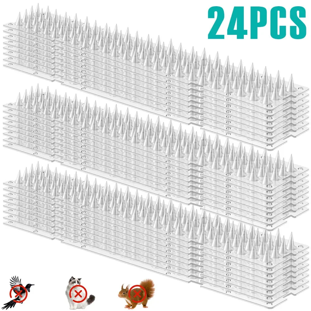 24-Pack Transparent Bird Spikes – Fence & Wall Deterrent