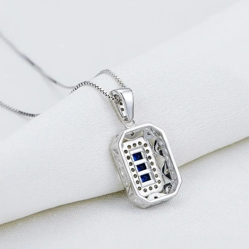 Women's White CZ Pendant Necklace – Silver & Gold-Tone Chain