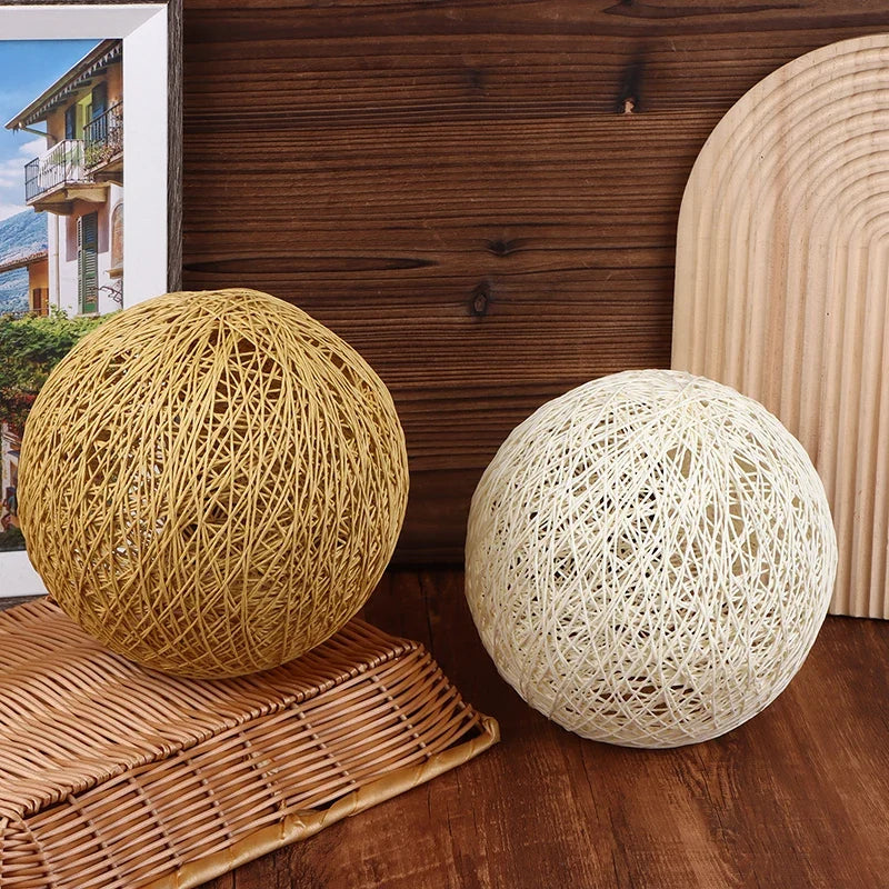Round Hand-Woven Rattan Pendant Lampshade 20cm | Boho Décor
