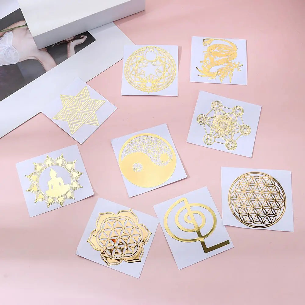 Metal Copper Sacred Geometry Stickers – 9 Styles for Jewelry Crafts