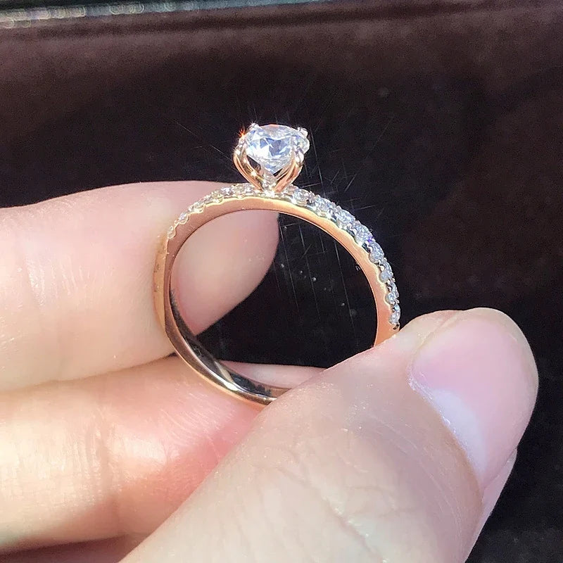 Women's 14K Gold Plated Ring with Glass Diamond Accent