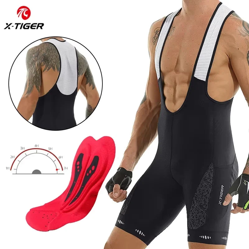 X-TIGER Men's 5D Padded Cycling Bib Shorts SPF 50+ MTB Road