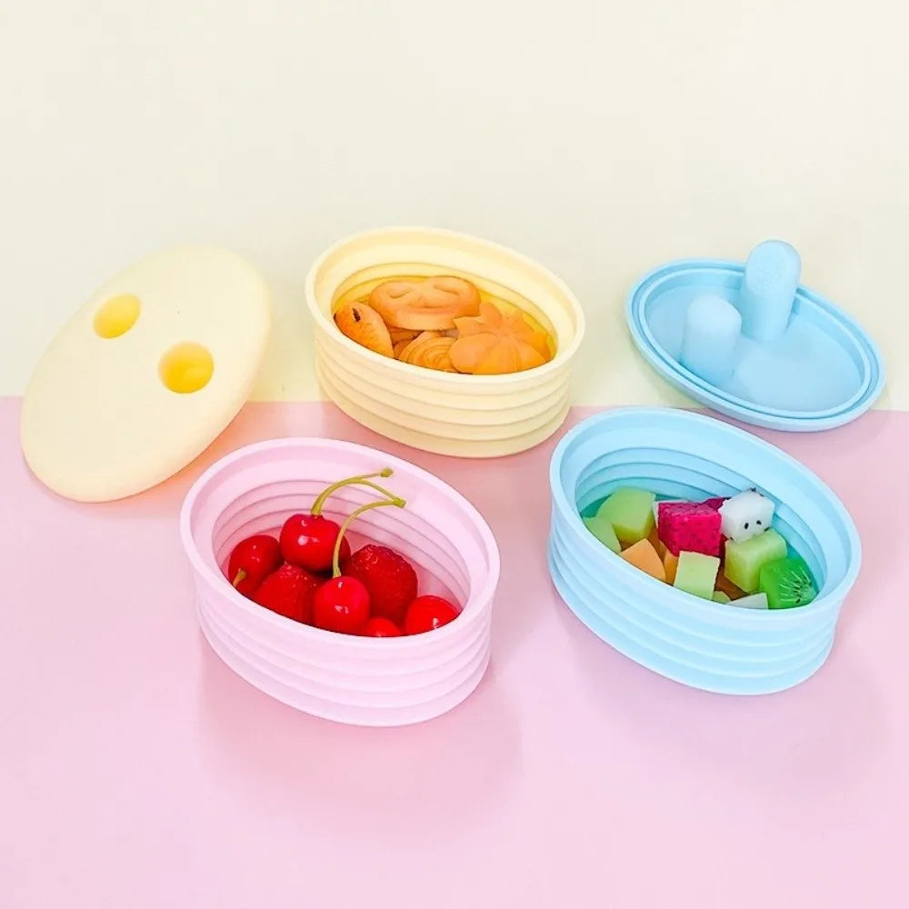 Silicone No-Mess Snack Box with Lid | Foldable Food Container