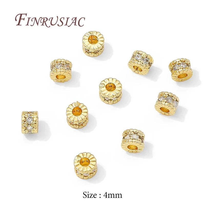 18K Gold Plated Zircon Round Spacer Beads 4mm 6mm 8mm – DIY