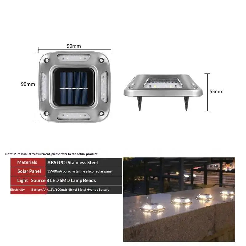 Solar Ground Light 8 LED Warm Waterproof Garden Path Lamp