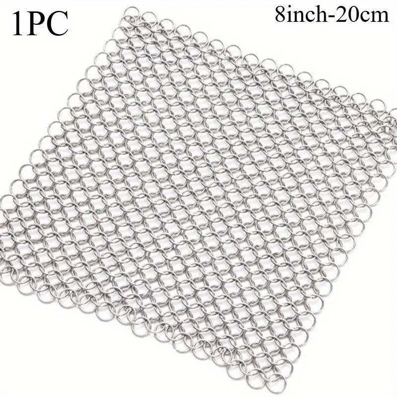 Stainless Steel Chainmail Scrubber – Reusable Kitchen Cleaner