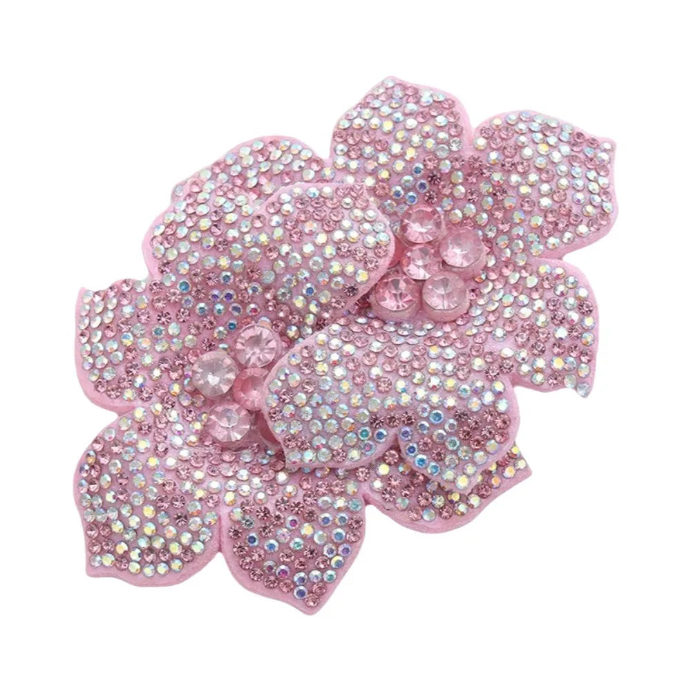 3D Rhinestone Rose Patch – Sparkling DIY Flower Appliqué