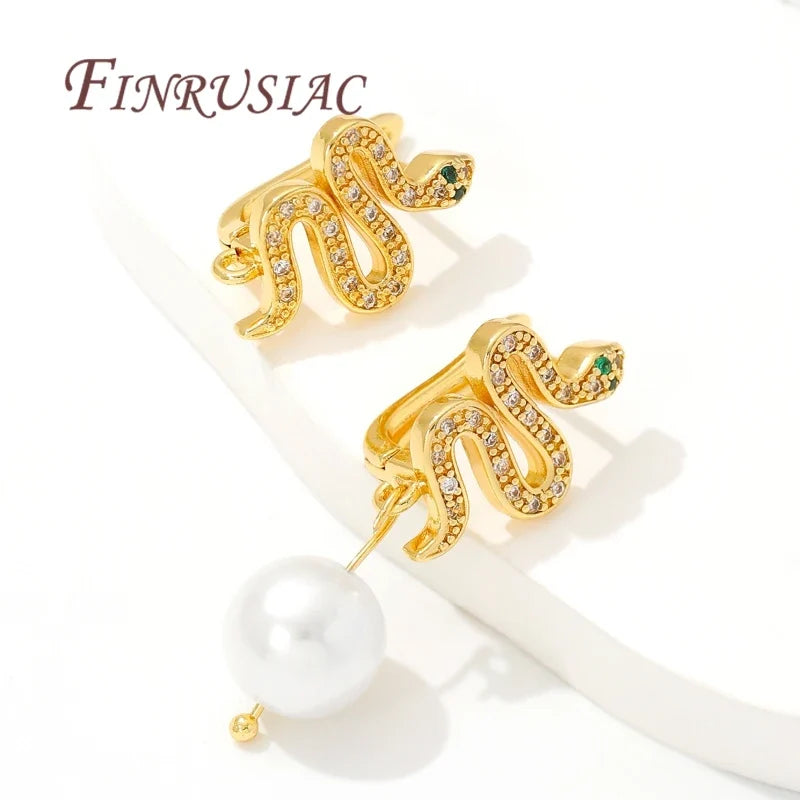 18K Gold Plated Zircon Snake Earring Hooks & Clasps | DIY