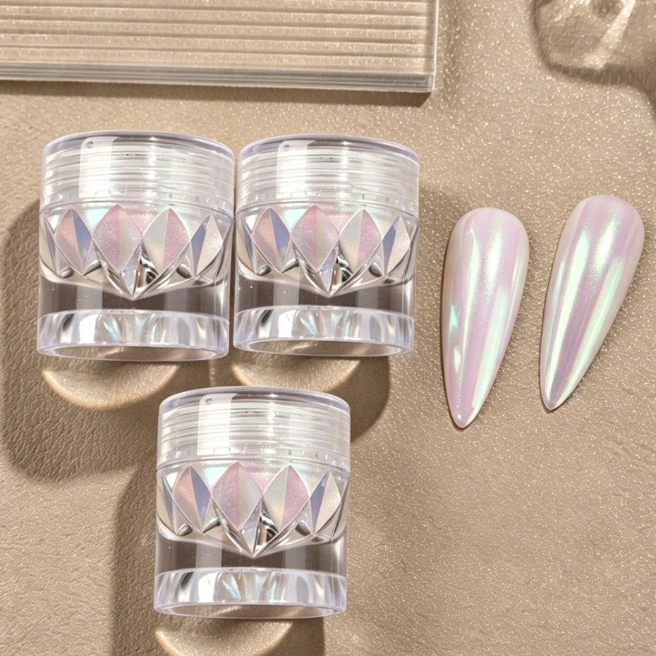 Aurora Chrome Nail Powder – Iridescent Mirror Glitter Pigment