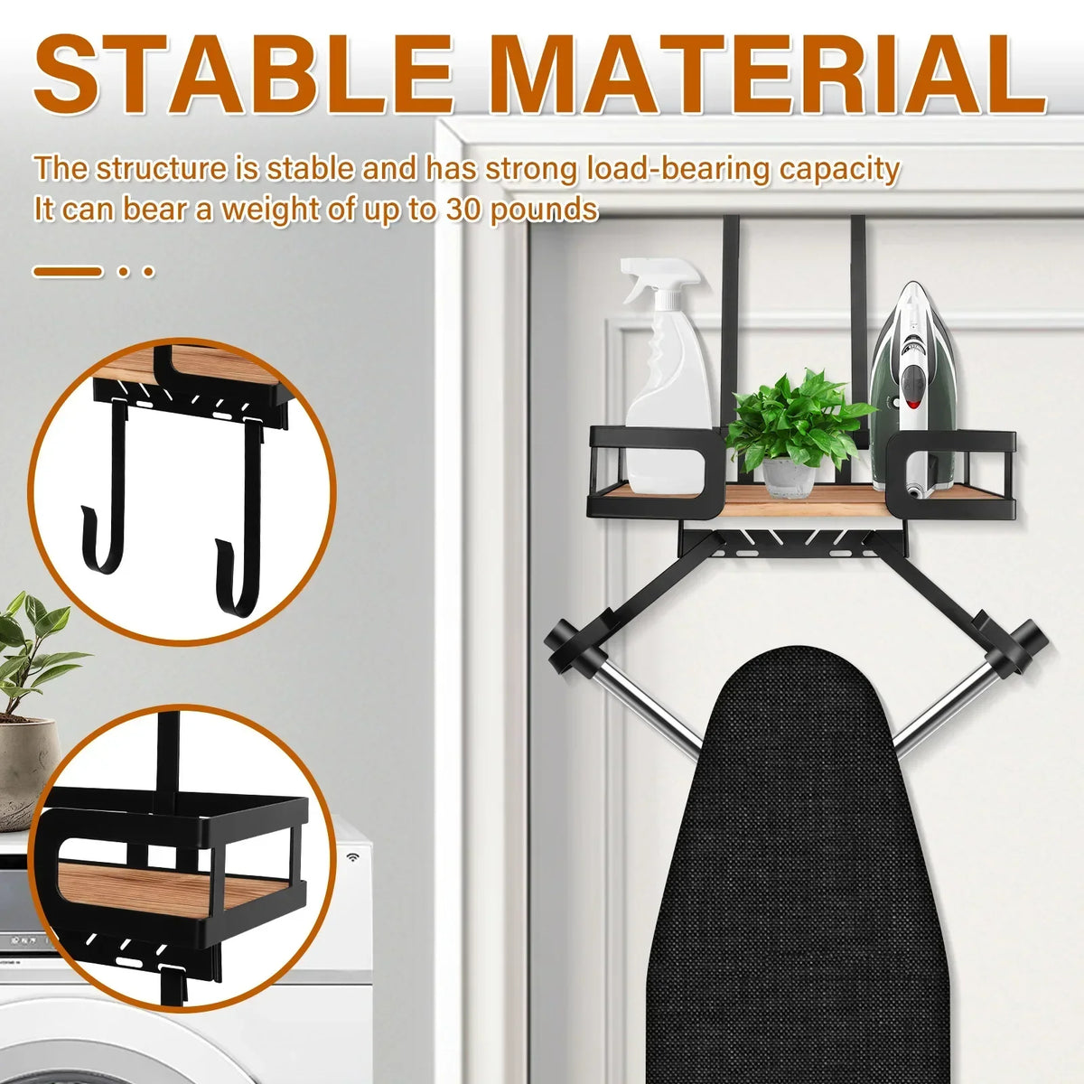 Wall Mount Ironing Board Holder – T & V Shape Storage Rack
