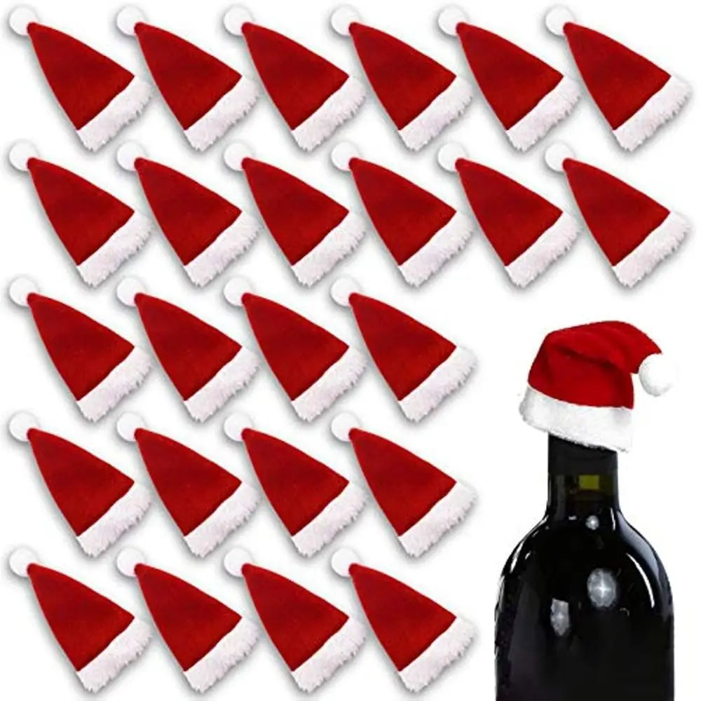 Mini Christmas Santa Hat Toppers for Bottles, Cups & Cutlery